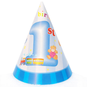 
                                        孩派HighParty生日派对用品//生日帽子//生日装扮//一岁男孩圆锥帽1个                