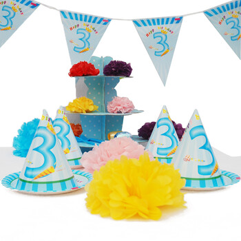 
                                        孩派HighParty生日派对用品/生日聚会用品/儿童生日用品/三岁男孩6人基本装                