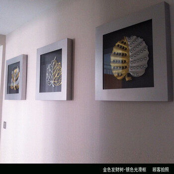 影子画 浮雕画玛雅实物画抽象立体画客厅装饰画 金色发财树壁画 A画单幅 40*40*5cm