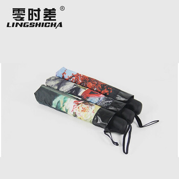 零时差创意全自动雨伞女士太阳伞防紫外线 精品油画伞 黑胶遮阳伞超强防晒自开自收折叠晴雨两用 外层铁塔图案_内层黑胶