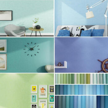 北欧素色蚕丝壁纸淡蓝色深青浅蓝绿色纯色地中海蓝色墙纸客厅卧室 800
