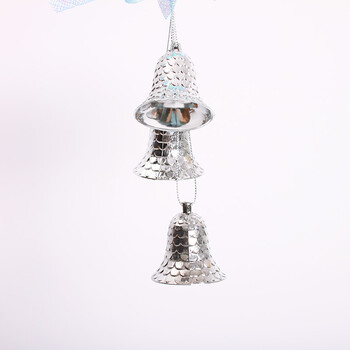 
                                        诺琪 圣诞树装饰品 20cm字母牌带铃铛花款 场景装饰挂件 节庆饰品 银色                