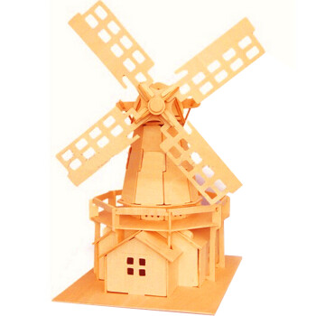木质diy拼图模型益智儿童成人古建筑积木拼装拼插积木玩具 荷兰风车