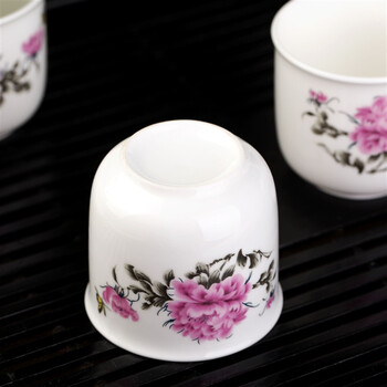 
                                        洁雅杰茶具套装 陶瓷茶具7件套(1茶壶6茶杯)大容量陶瓷茶壶套装 牡丹圆杯                