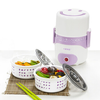 十度良品SD-983电热饭盒插电加热饭盒蒸煮热饭器双层陶瓷内胆真空保鲜