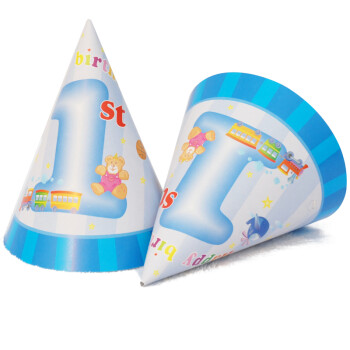 
                                        孩派HighParty生日派对用品//生日帽子//生日装扮//一岁男孩圆锥帽1个                