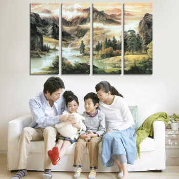 
                                                            视觉星现代简约装饰画客厅卧室沙发墙壁画立体画电表箱遮挡画餐厅沙发背景墙挂画山水画四季变化 山水秋意正浓 40x100四幅                