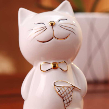 
                                        兆美达 生日节日礼物送女友猫陶瓷工艺品摆件客厅电视柜家居装饰品 网鱼猫一对                