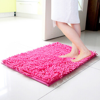 冬海地毯  雪尼尔地垫防滑进门垫 玄关脚垫棉垫子 玫红 40*60cm