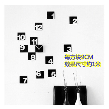 蝴蝶 水晶亚克力粘贴墙壁时钟大挂钟简约时尚创意个性客厅钟表 红色蝴蝶