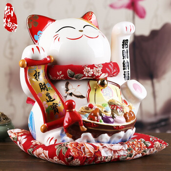
                                        招财猫摆件 特大摇手招财猫超大号日本陶瓷开业礼品YS 特大招财进宝摇手猫                