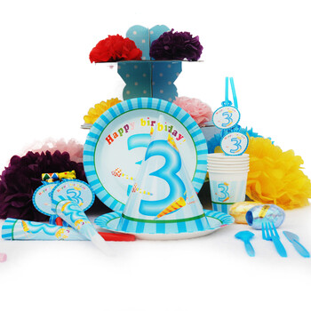 
                                        孩派HighParty生日派对用品/生日聚会用品/儿童生日用品/三岁男孩6人基本装                