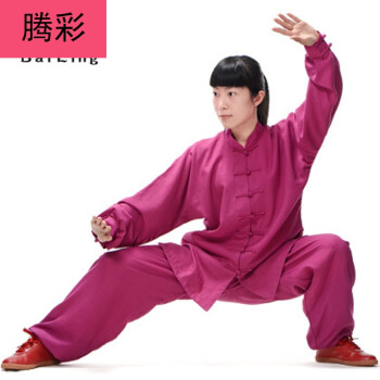 腾彩 太极服男女款加厚棉霸棉麻锦练功服武术服 秋冬季太极拳服装 深