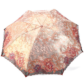 天堂伞 芬芳馥郁三折超轻绣花晴雨伞33203E金橙色