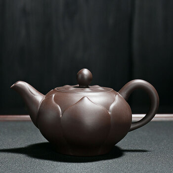 紫砂壶宜兴全手工刻绘画原矿紫砂茶壶紫泥泡茶壶礼品茶具 紫砂莲生壶