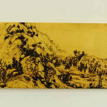 吉祥家 新中式壁画 富春山居图 山水金箔装饰画 家居仿古壁挂饰 沙发背景画客厅书房无框画Z