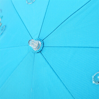 天堂伞 彩蕊叠翠黑胶双层纱绣二折晴雨伞23022E湖兰色