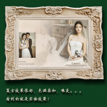 复古白 欧式相框 36寸40寸 卧室客厅款 油画框 像架 照片墙 婚纱 结婚照放大装裱带框 复古白 相片60*90外框90*120