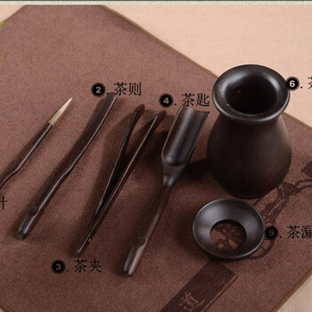 
                                                            云品家居 功夫茶具  鸡翅木茶道六君子 套装 实木茶道零配件 茶艺 茶具 E款花瓶黑色六君子(简约装)                