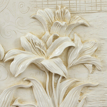 帝诺饰 欧式装饰字画 遮挡箱 电表箱 电箱移动装饰画 推拉式装饰立体浮雕画电闸电开关壁挂画 百合仿古白 长70*高50厘米 液压