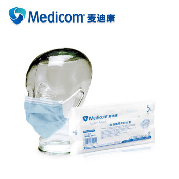 
                                        麦迪康Medicom一次性医用口罩5只独立灭菌包装防粉尘防异味夏季男女成人薄款便于携带 #2315口罩【一盒25袋】                