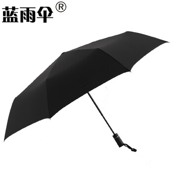 蓝雨伞 折叠 超大双人伞 全自动雨伞 男士三折创意伞 超轻高档伞 酒红色