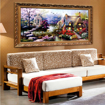 钻石画十字绣新款客厅5D圆钻钻石绣满钻 油画花园小屋 贴钻画水晶钻 满钻 150*74cmZ309
