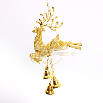 诺琪 圣诞装饰品 20cm麋鹿铃铛 节日装饰用品 场景装饰挂件 节庆饰品
