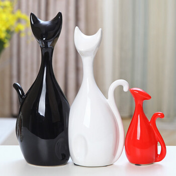 
                                        贝汉美（BHM） 陶瓷猫咪摆件装饰品 家居客厅电视柜红酒柜玄关办公室摆设工艺品 套装价                