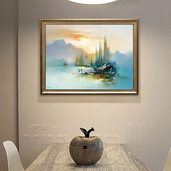 凤之舞油画现代简约客厅抽象画手绘油画家居餐厅玄关壁画酒店配画 欧式框4 75x65