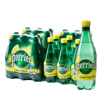 法国原装进口 巴黎水（Perrier）天然含气矿泉水 柠檬味气泡水500ml*24瓶 整箱