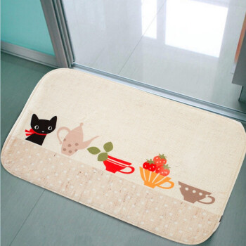 
                                        
                                        青苇 个性印染 地垫门垫 吸水防滑 浴室厨房脚垫 小黑猫50*80cm                