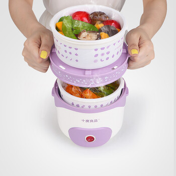 十度良品SD-983电热饭盒插电加热饭盒蒸煮热饭器双层陶瓷内胆真空保鲜