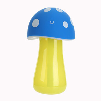 
                                        久乐肯（JOOLEK） 静音蘑菇灯加湿器usb喷雾桌面加湿器触摸开关带小夜灯防干烧 蓝色                