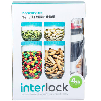 乐扣乐扣新概念保鲜盒杂粮米桶储物罐零食面条收纳密封罐冰箱保鲜储藏收纳套装 四件套 500ml*2+1L*2