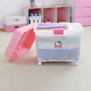 
                                        爱丽思IRIS Hello Kitty塑料儿童玩具整理箱收纳储物箱带滑轮K-540                