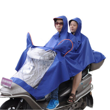 
                                        芦雨 电动车雨衣 加大加厚 大帽檐成人 时尚牛津布 双人电瓶车摩托车 雨衣雨披 LY118 蓝色 XXXL(3XL双人)                