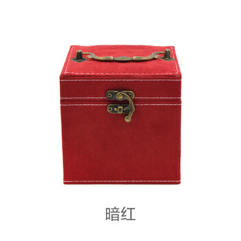 
                                        可爱绒布针线盒套装 24色手工缝纫线缝补布盒 DIY首饰收纳公主首饰盒 缝纫针线工具盒套装 暗红                
