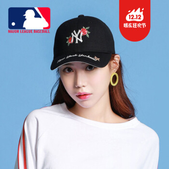 mlb美职棒ny玫瑰棒球帽男女情侣帽子秋冬刺绣牡丹花可