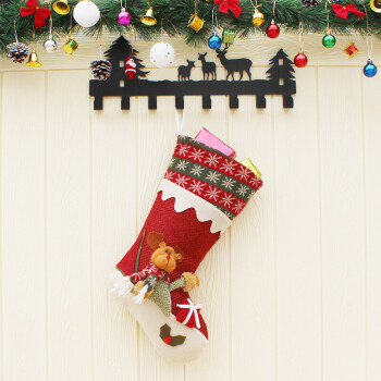 圣诞节礼品袋 圣诞门挂装饰用品 卡通圣诞老人袜子挂件 麋鹿款