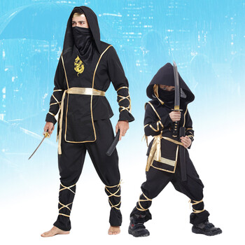 仕彩 万圣节服装儿童 成人武士服武士服忍者服忍者服装 橙武术忍者装 L
