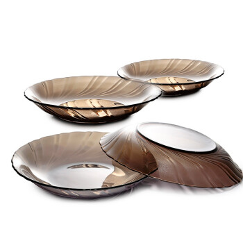多莱斯 DURALEX3004C法国原装进口钢化玻璃咖啡色餐盘28cm（4个装）