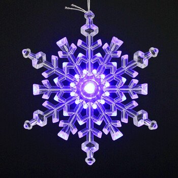 诺琪透明亚克力闪光LED圣诞雪花挂饰 14.5cm圣诞节装饰品 橱窗店铺装饰挂件 节庆饰品