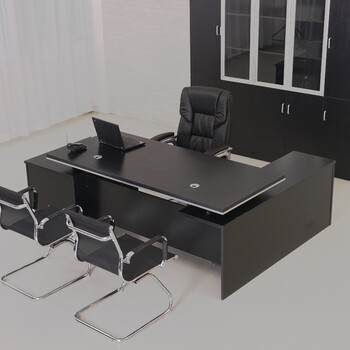 经理办公桌简约现代黑浮雕经典款总裁办公家具办公桌主管办公桌 右侧