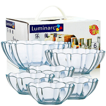 
                                                            乐美雅（Luminarc）玻璃碗 沙拉碗 泡面碗家用 汤面碗大号中小碗具六件套 E9986                