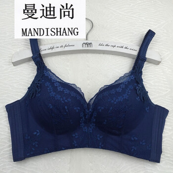 款大码文胸罗丽丝幸福聚拢小胸透气无痕约女士内衣 深蓝套装 80b=36b