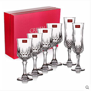法国进口 CDA 长胜系列 水晶红酒杯 香槟杯 6件套 礼盒装