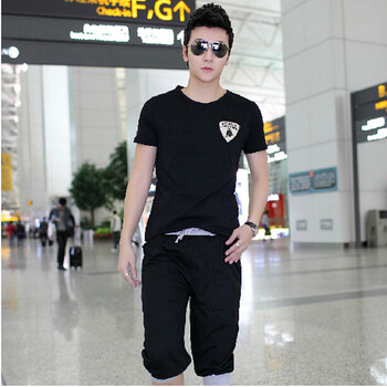 2014<em>夏季</em>新款运动套装圆领T恤运动<em>短裤</em>套装休