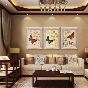 
                                        森朴 欧式复古装饰画卧室挂画 客厅墙画美式乡村风格田园花鸟蝴蝶壁画 3副一套优惠价(编号留言或默认发ABC) 45*60                