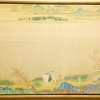 梦雅莉 卧室中式床头画现代简约卧室背景墙单幅横幅挂画装饰画 浔阳送别图 黑色外框138*33cm